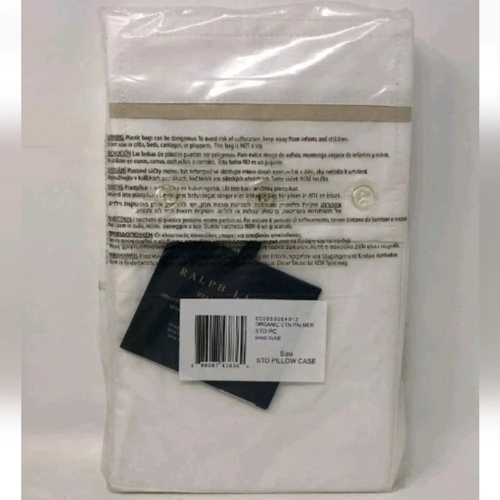 Ralph Lauren Palmer Organic Cotton Percale 2 Standard Pillowcases Sand Dune New